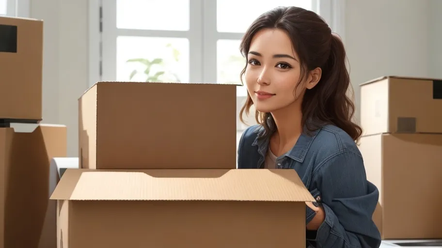 Me unboxing a large box and looking at the camera