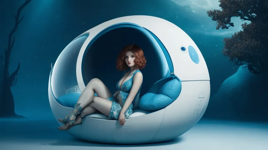 woman sitting on a moonpod chair